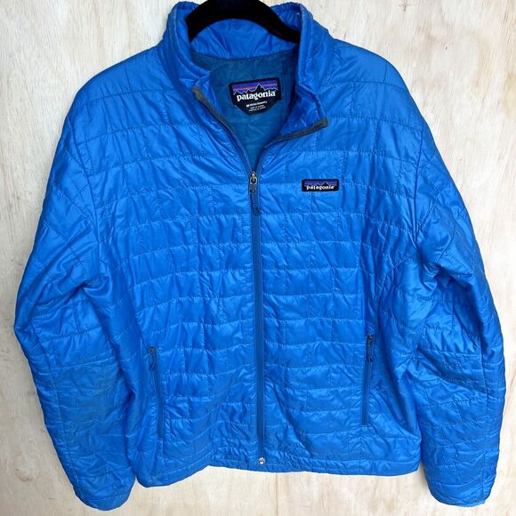 Patagonia Mens Size Medium Micro Nano Puff Jacket Coat Full Zip Blue Insulated - Picture 1 of 8